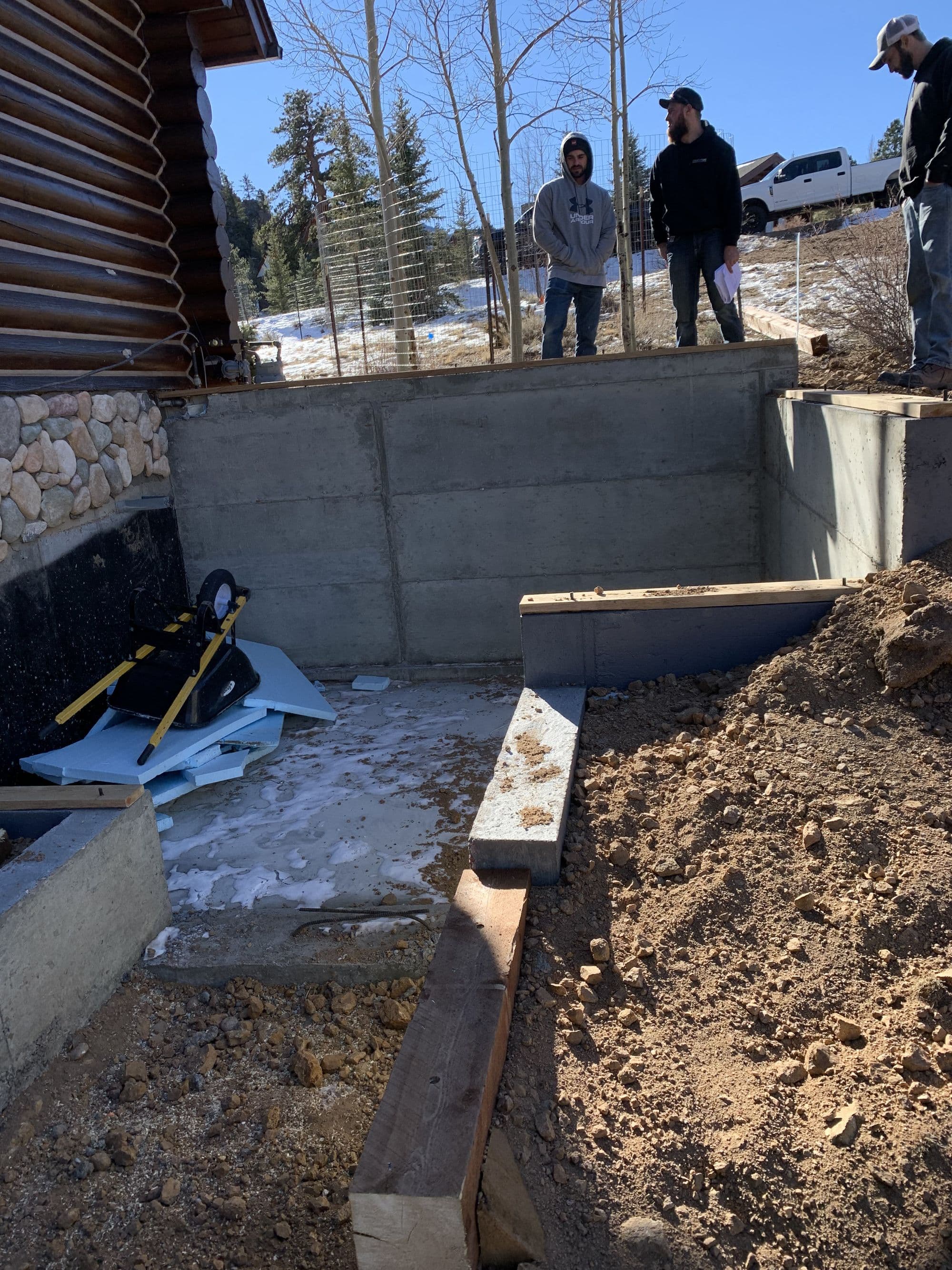 Framing underway for a home addition in Estes Park, Colorado