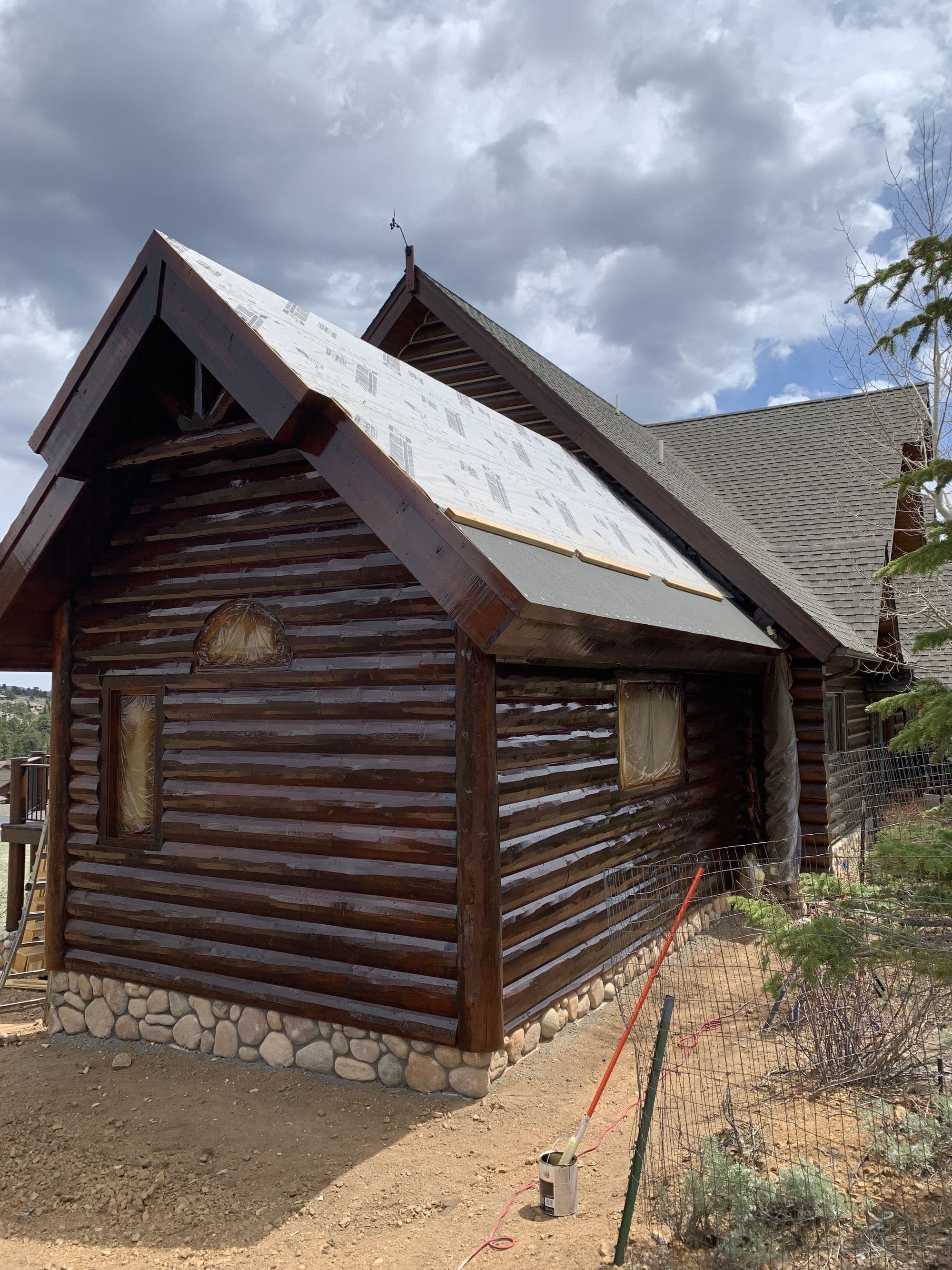 Completed home addition with log siding, Estes Park, Colorado