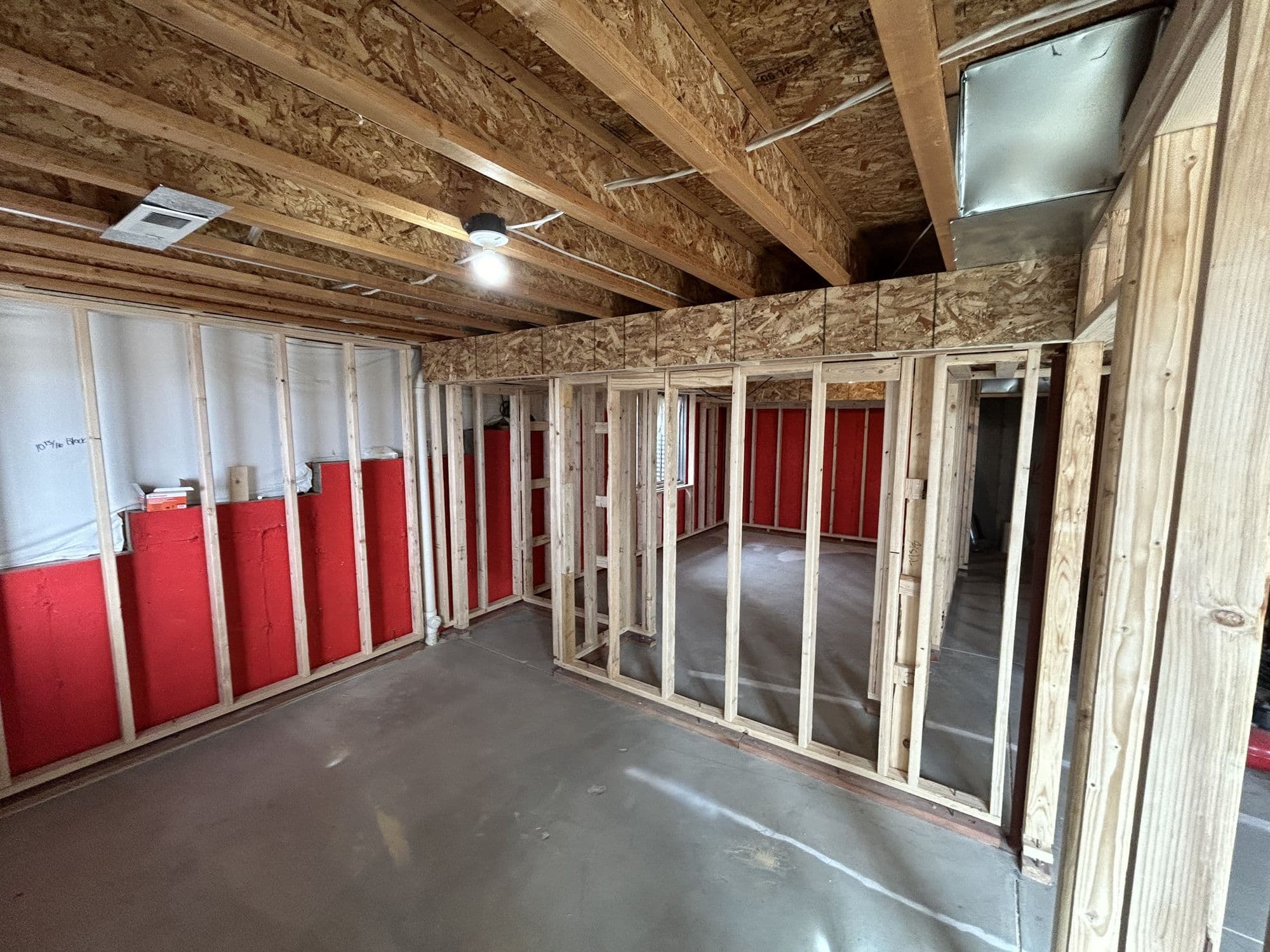 Basement framing with insulation detail
