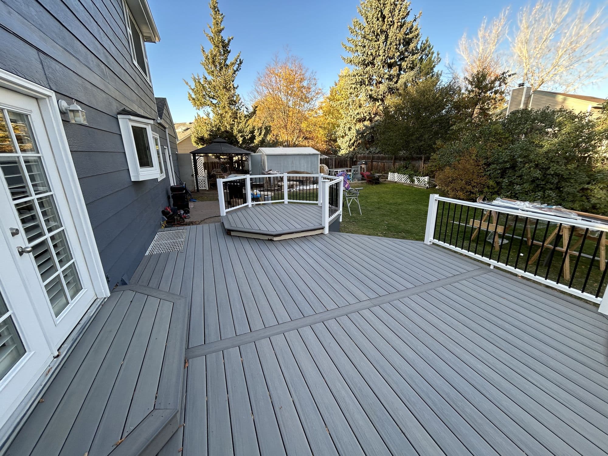 Old weathered deck before replacement