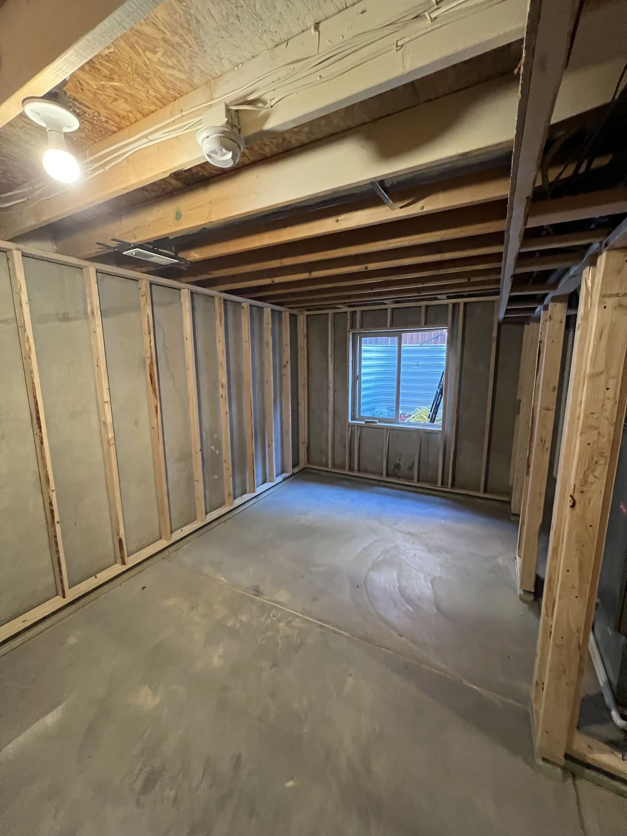 Wall framing for a basement finish project